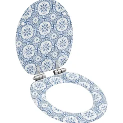 Plomberie-vidaXL Siège WC MDF Couvercle à fermeture en douceur Porcelaine