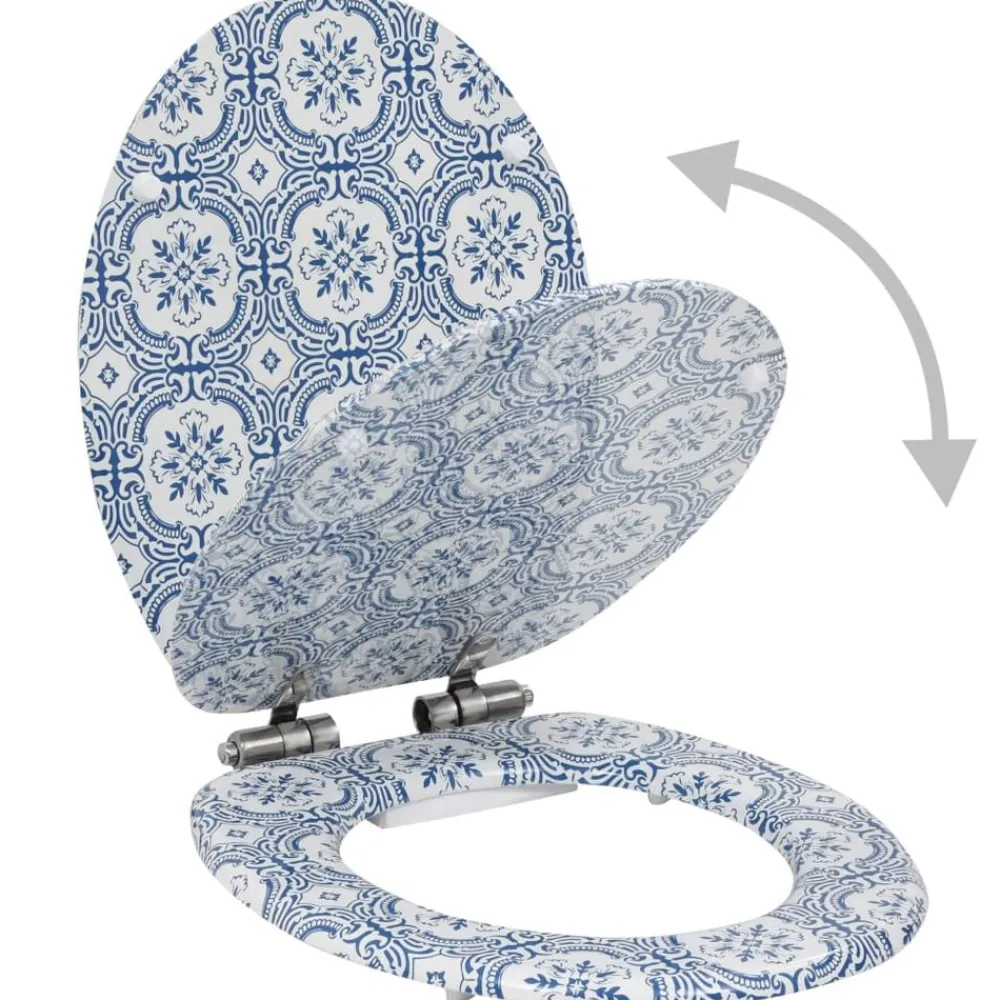 Plomberie-vidaXL Siège WC MDF Couvercle à fermeture en douceur Porcelaine