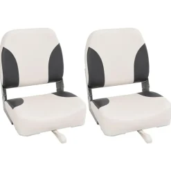 Pièces Détachées Pour Véhicules-vidaXL Sièges de bateau pliables lot de 2 à dossier haut 41x36x48 cm gris foncé et blanc