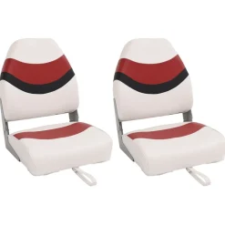 Véhicules-vidaXL Sièges de bateau pliables lot de 2 à dossier haut 44x38x55 cm Rouge et noir
