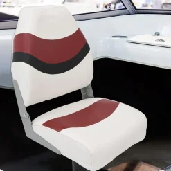 Véhicules-vidaXL Sièges de bateau pliables lot de 2 à dossier haut 44x38x55 cm Rouge et noir