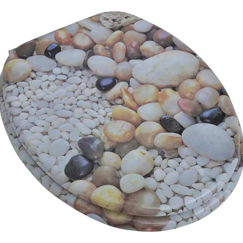 vidaXL Sièges de toilette avec couvercles 2 pcs MDF Galets