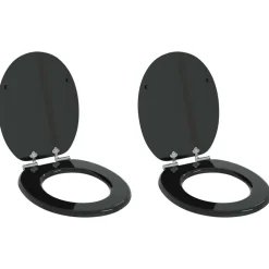vidaXL Sièges de toilette avec couvercles 2 pcs MDF Noir