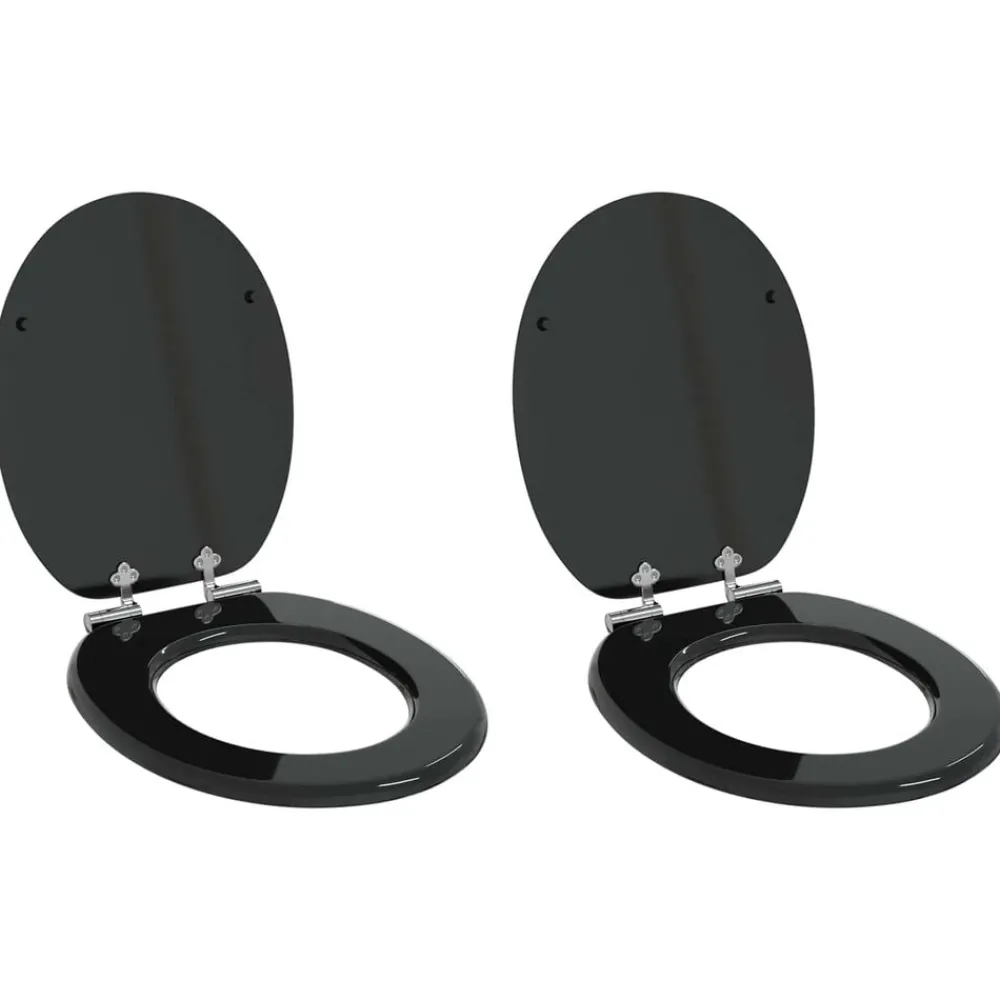 vidaXL Sièges de toilette avec couvercles 2 pcs MDF Noir