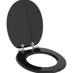 vidaXL Sièges de toilette avec couvercles 2 pcs MDF Noir