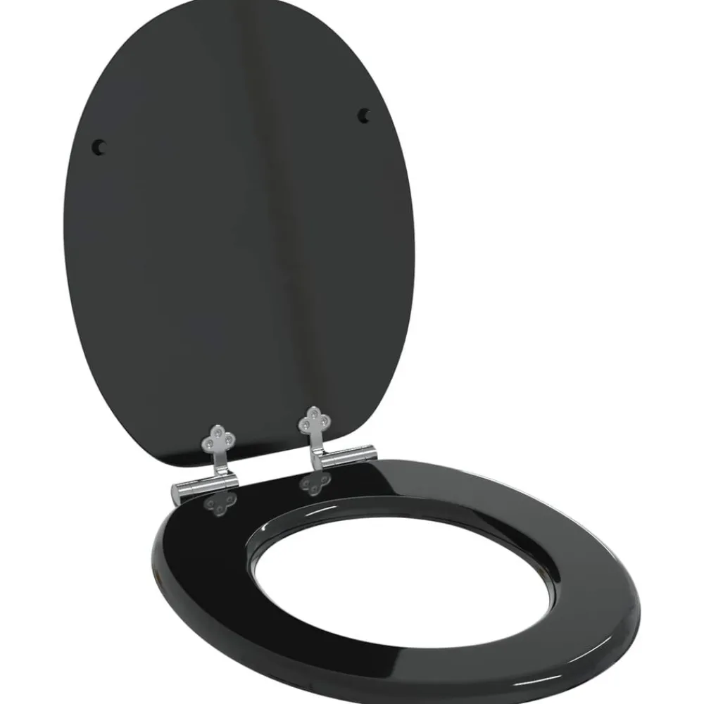 vidaXL Sièges de toilette avec couvercles 2 pcs MDF Noir