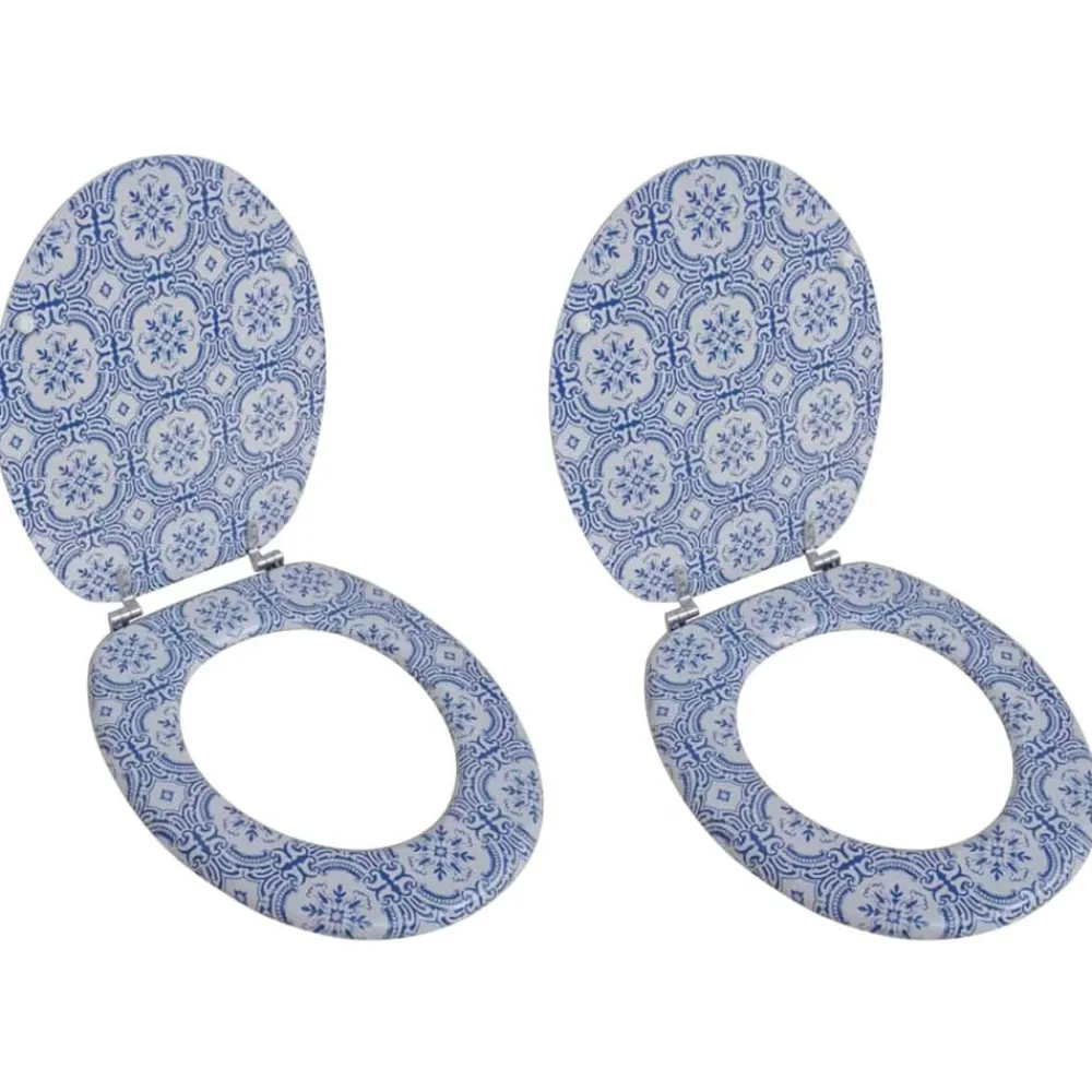 vidaXL Sièges de toilette avec couvercles 2 pcs MDF Porcelaine