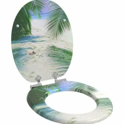 Plomberie-vidaXL Sièges WC et couvercle à fermeture en douceur 2 pcs MDF Plage