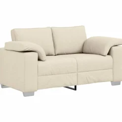 vidaXL Sofa 2 places Beige 160 cm Tissu en lin mélangé