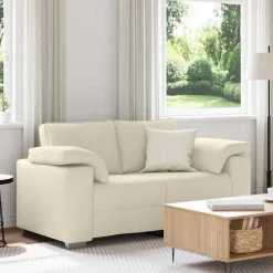 vidaXL Sofa 2 places Beige 160 cm Tissu en lin mélangé