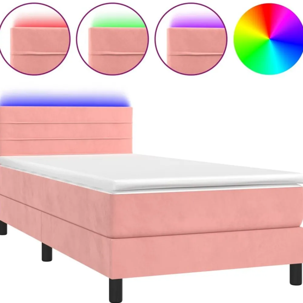 vidaXL Sommier à lattes de lit avec matelas et LED 80x200 cm
