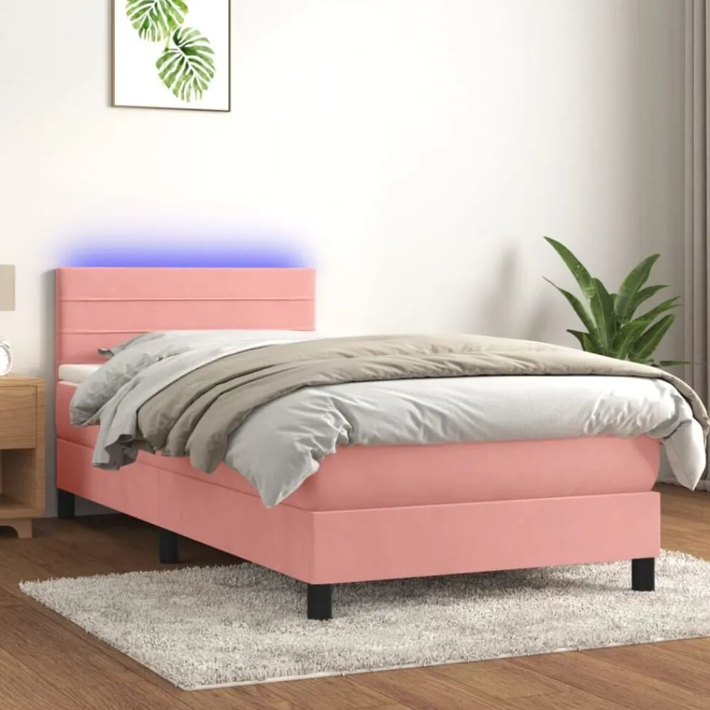 vidaXL Sommier à lattes de lit avec matelas et LED 80x200 cm