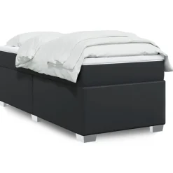 Lits & Accessoires-vidaXL Sommier à lattes de lit avec matelas 80x200cm Similicuir Noir