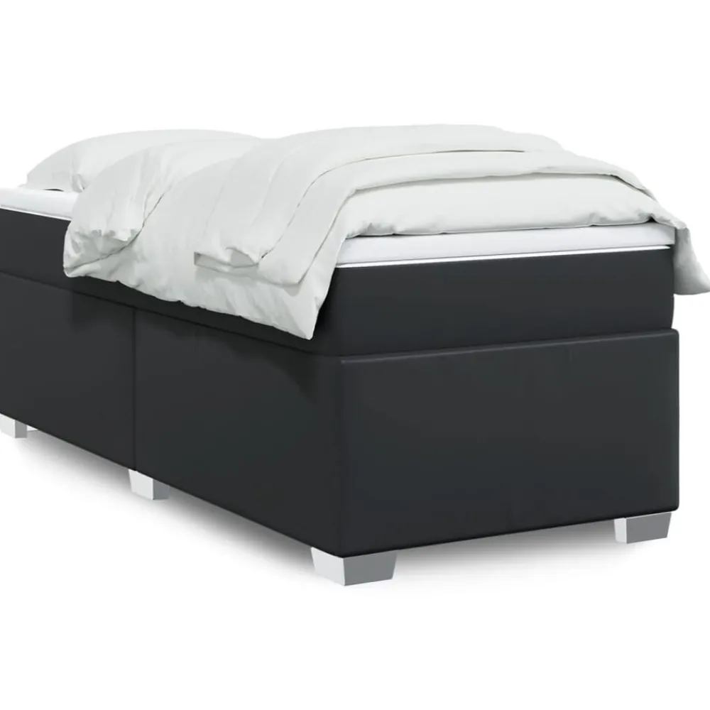 Lits & Accessoires-vidaXL Sommier à lattes de lit avec matelas 80x200cm Similicuir Noir