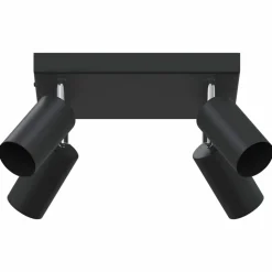 Luminaires-vidaXL Spot de plafond avec des projecteurs 26 x 26 x 16 cm Métal Noir