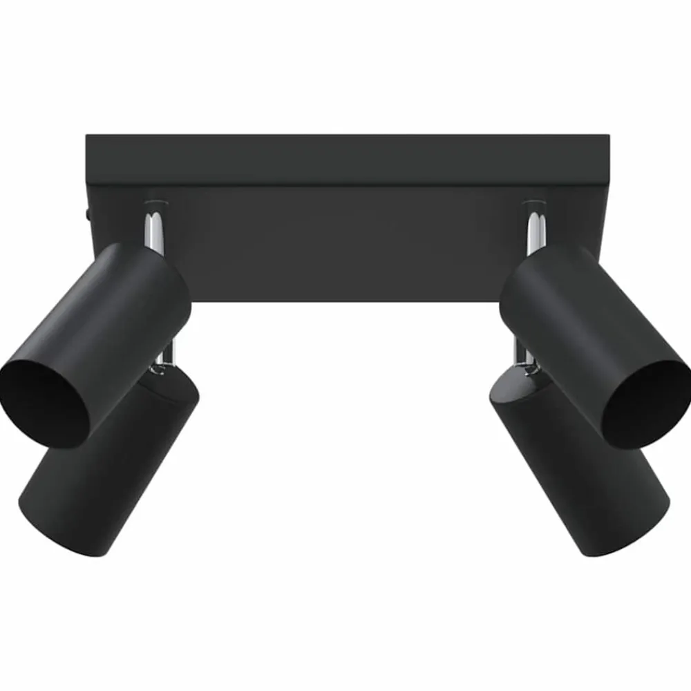 Luminaires-vidaXL Spot de plafond avec des projecteurs 26 x 26 x 16 cm Métal Noir