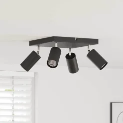 Luminaires-vidaXL Spot de plafond avec des projecteurs 26 x 26 x 16 cm Métal Noir