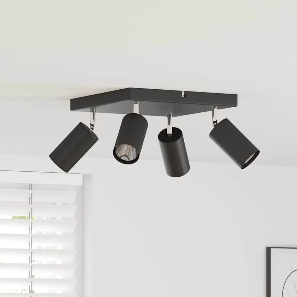 Luminaires-vidaXL Spot de plafond avec des projecteurs 26 x 26 x 16 cm Métal Noir