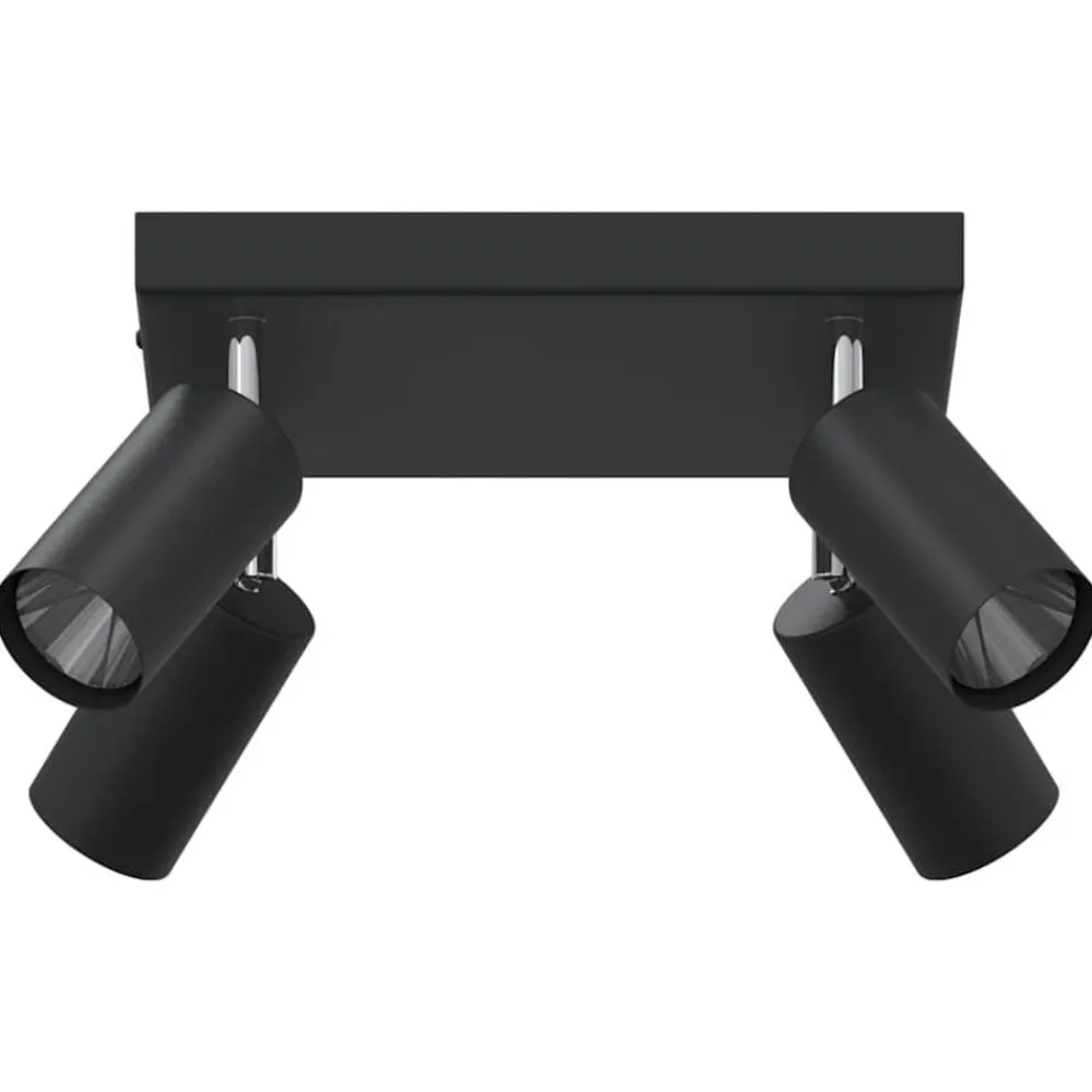 Luminaires-vidaXL Spot de plafond avec des projecteurs 26 x 26 x 16 cm Métal Noir