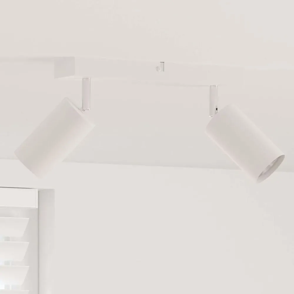 Luminaires-vidaXL Spot de plafond avec des projecteurs 26 x 6 x 16 cm Métal Blanc