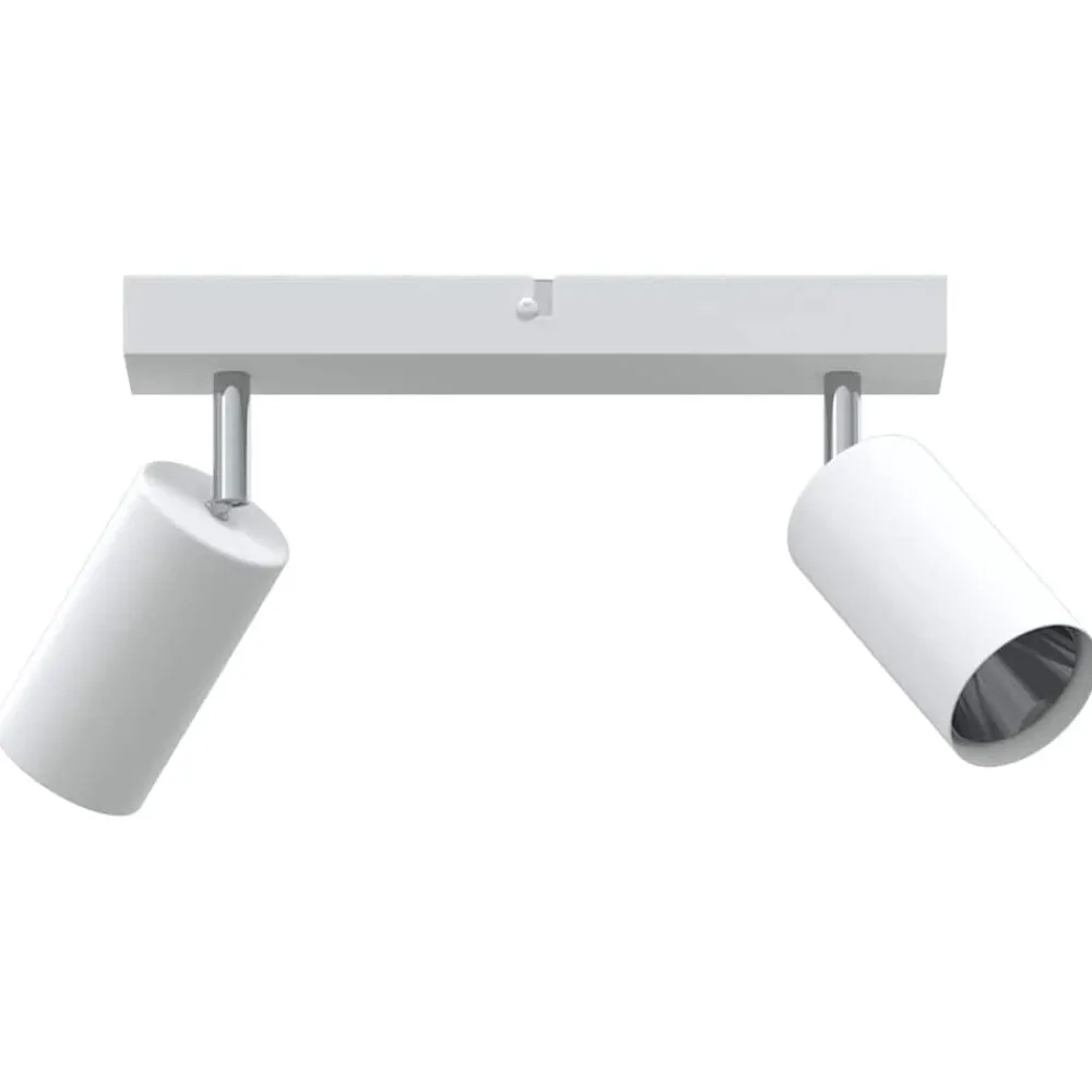 Luminaires-vidaXL Spot de plafond avec des projecteurs 26 x 6 x 16 cm Métal Blanc