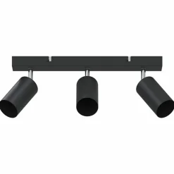 Luminaires-vidaXL Spot de plafond avec des projecteurs 38 x 6 x 16 cm Métal Noir