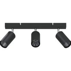 Luminaires-vidaXL Spot de plafond avec des projecteurs 38 x 6 x 16 cm Métal Noir