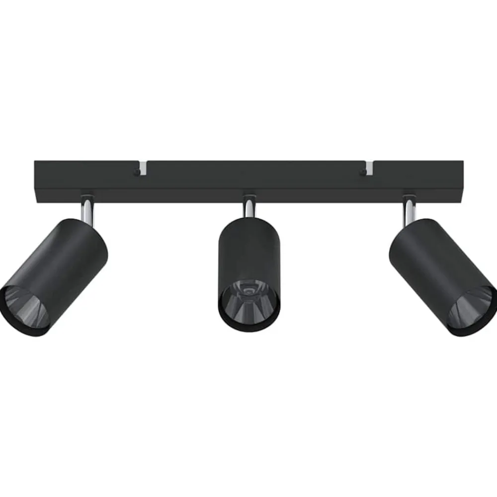 Luminaires-vidaXL Spot de plafond avec des projecteurs 38 x 6 x 16 cm Métal Noir