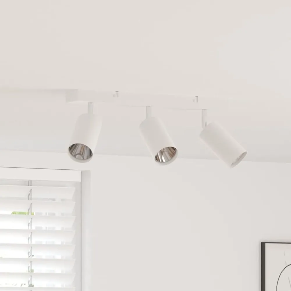 Luminaires-vidaXL Spot de plafond avec des projecteurs 38 x 6 x 16 cm Métal Blanc