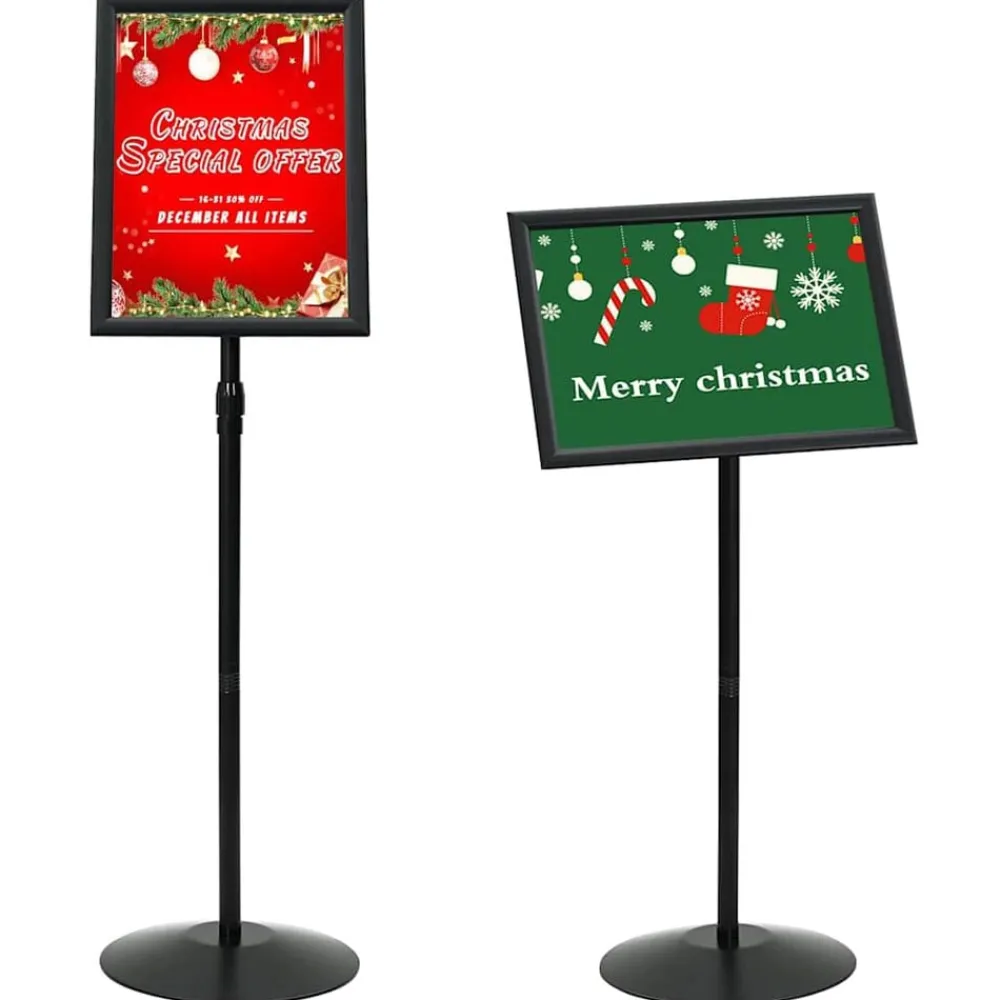 Commerce De Détail-vidaXL Stand de Poster sur Pied Argenté a3 PVC et Acier Noir