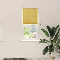 Décorations-vidaXL Store enrouleur avec des rideaux 60 x 160 cm Bambou Jaune