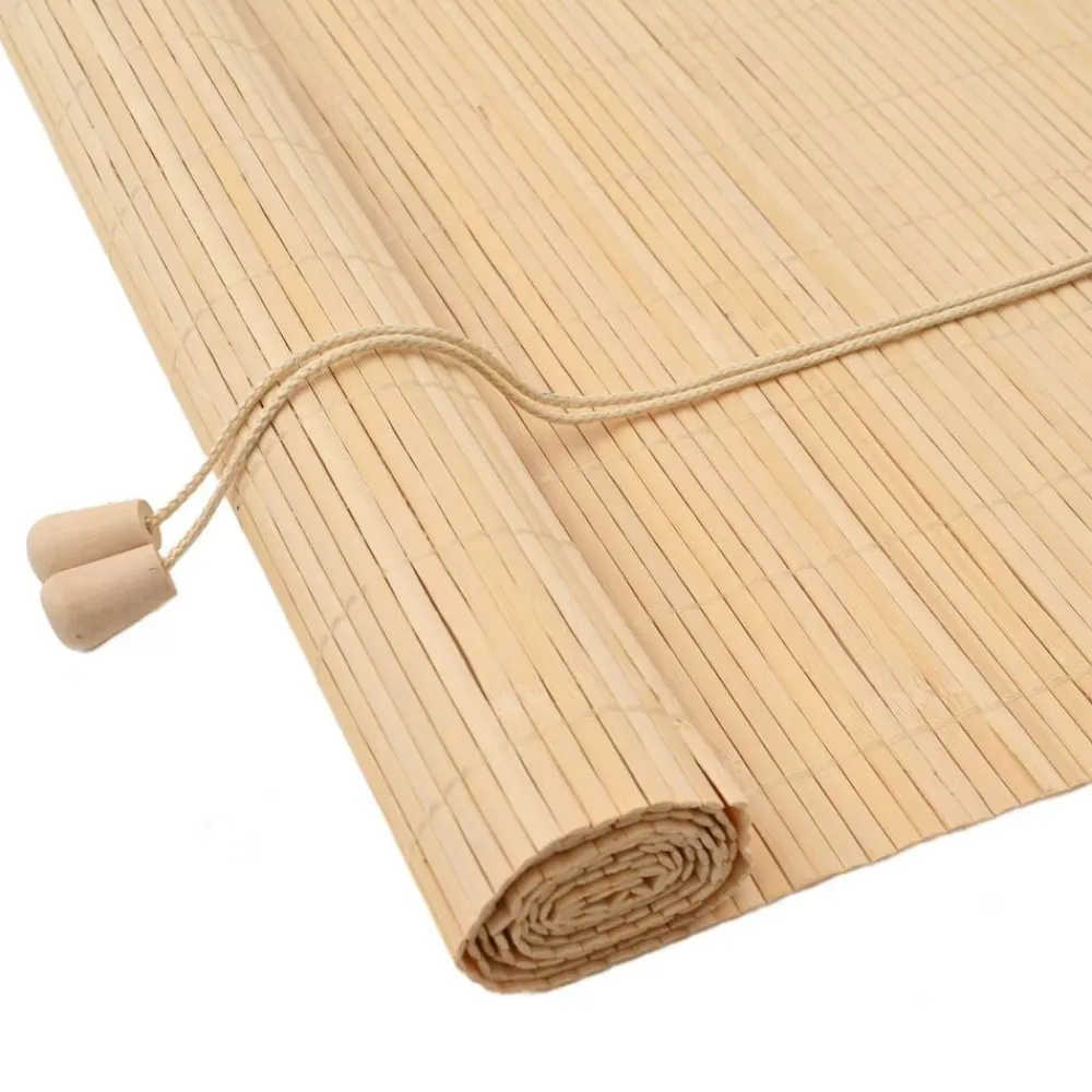Décorations-vidaXL Store enrouleur avec des rideaux Nature 60 x 160 cm Bambou Naturel