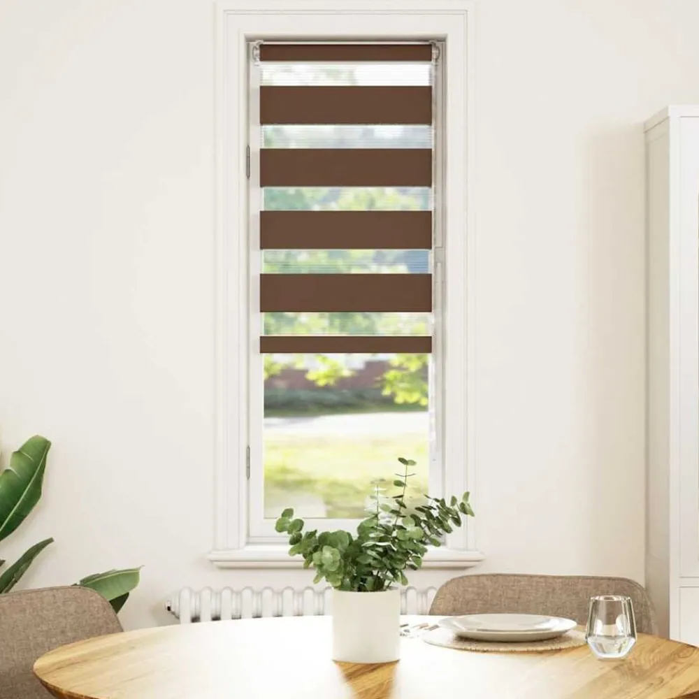 Décorations-vidaXL Store zèbre 40x100 cm largeur du tissu 35,9 cm polyester Marron
