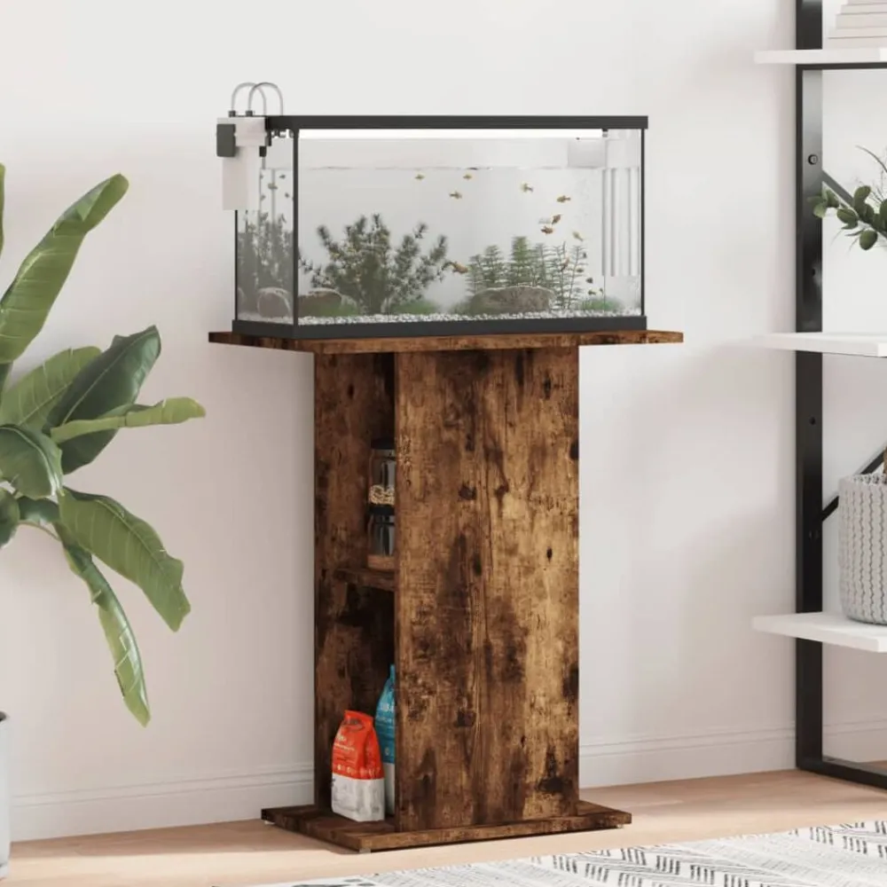 Articles Pour Animaux De Compagnie-vidaXL Support d'aquarium chêne fumé 60,5x36x72,5 cm bois d'ingénierie Chêne fumé