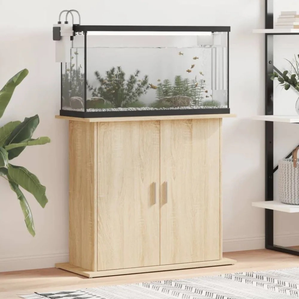 vidaXL Support d'aquarium Chêne Sonoma 81x36x73 cm Bois d'ingénierie