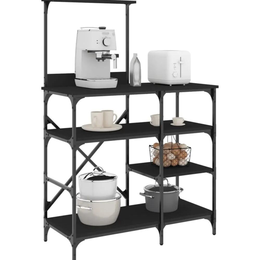 Arts De La Table & Arts Culinaires-vidaXL Support de boulanger 90x40x132 cm bois ingénierie et métal Noir
