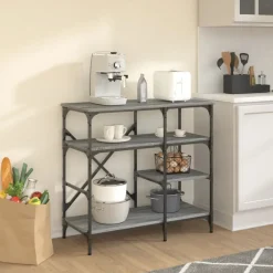 vidaXL Support de boulanger sonoma bois d’ingénierie et métal