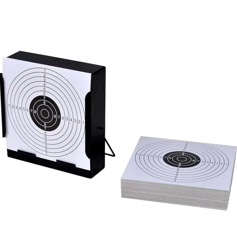 Loisirs De Plein Air-vidaXL Support de cible carré 14 cm + 100 cibles en papier