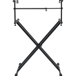 vidaXL Support de clavier à double empattement et cadre en X Noir