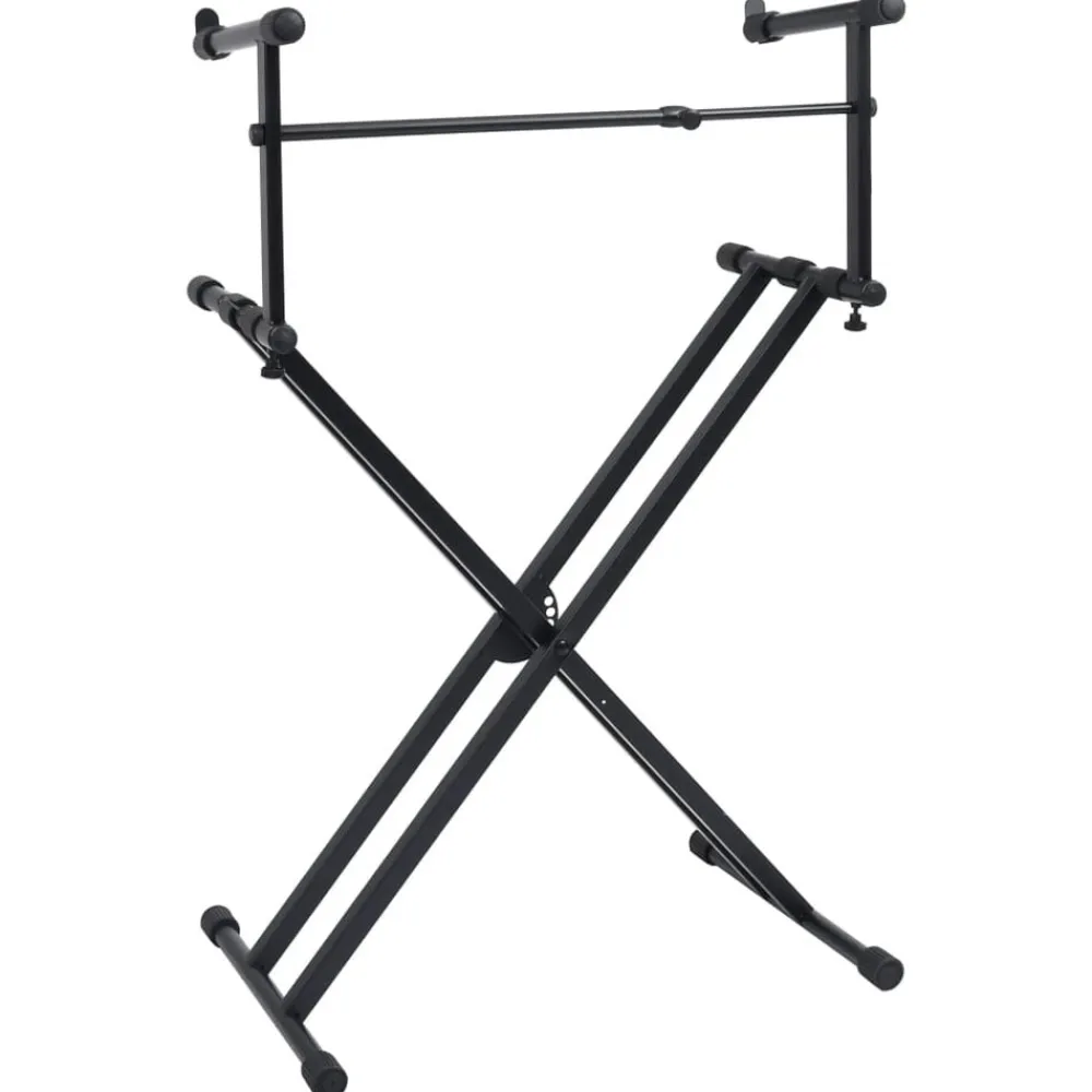vidaXL Support de clavier à double empattement et cadre en X Noir