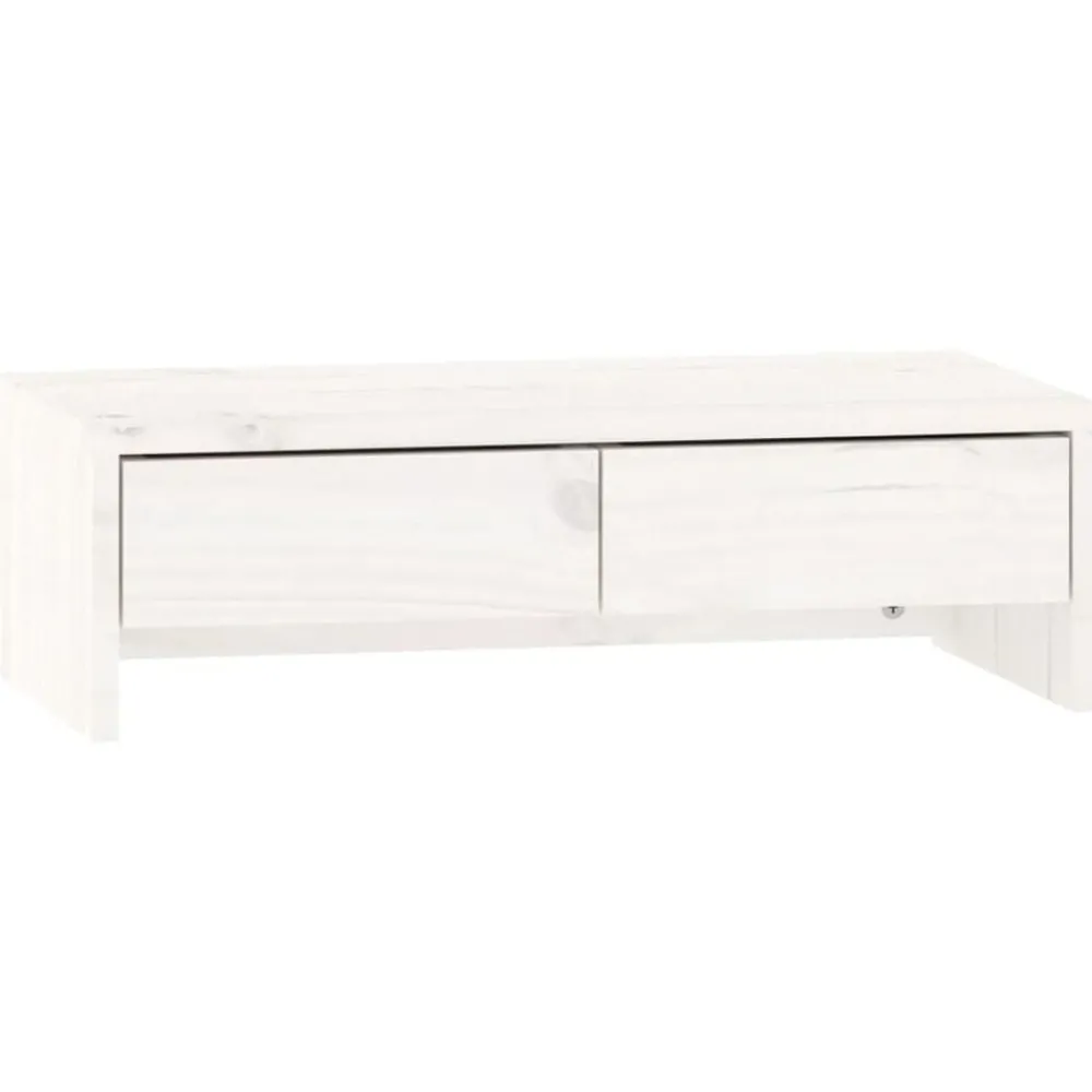Appareils Électroniques-vidaXL Support de moniteur 50x27x15 cm Bois de pin solide Blanc