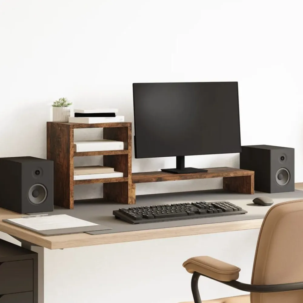 vidaXL Support de moniteur et organisateur de bureau bois d'ingénierie
