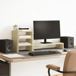 vidaXL Support de moniteur et organisateur de bureau bois d'ingénierie