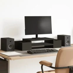 vidaXL Support de moniteur avec rangement bois d'ingénierie