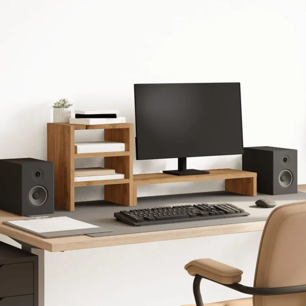 vidaXL Support de moniteur et organisateur de bureau bois d'ingénierie