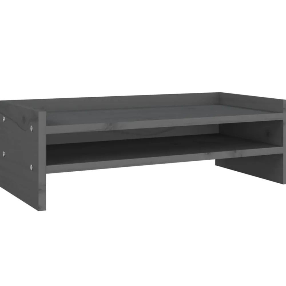 Appareils Électroniques-vidaXL Support de moniteur 50x24x16 cm Bois de pin solide Gris