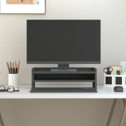 Appareils Électroniques-vidaXL Support de moniteur 50x24x16 cm Bois de pin solide Gris