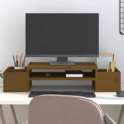 vidaXL Support de moniteur 70x27,5x15cm Bois de pin solide