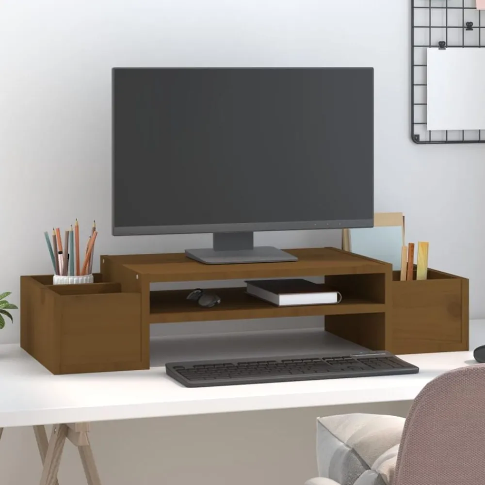 vidaXL Support de moniteur 70x27,5x15cm Bois de pin solide