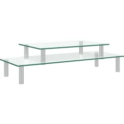 vidaXL Support de moniteur à 2 niveaux Verre transparent